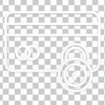 A white credit card and lock on checkered background.